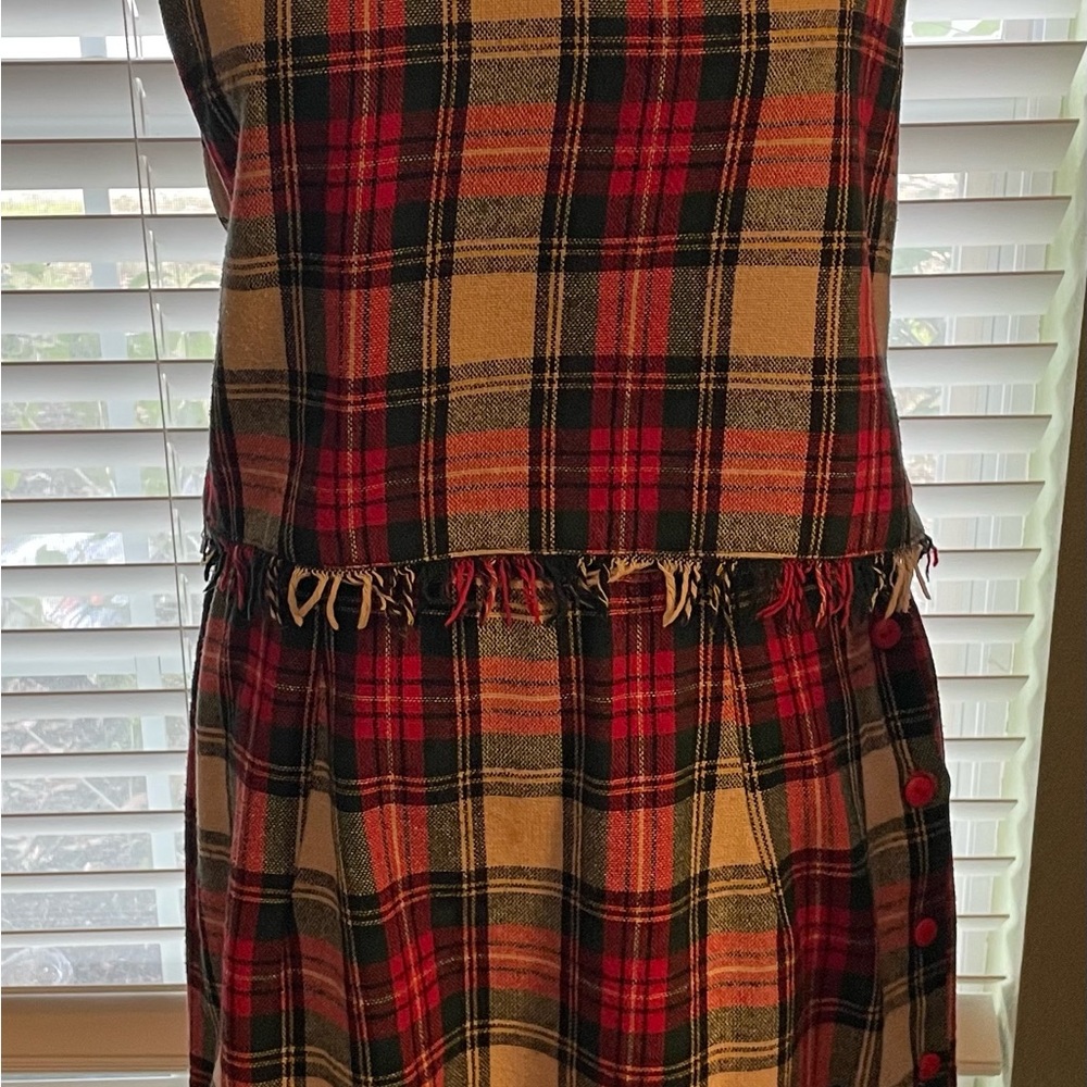 Vintage Allison Blair Plaid 2 Piece Skirt And Tank Set Red And Green Plaid